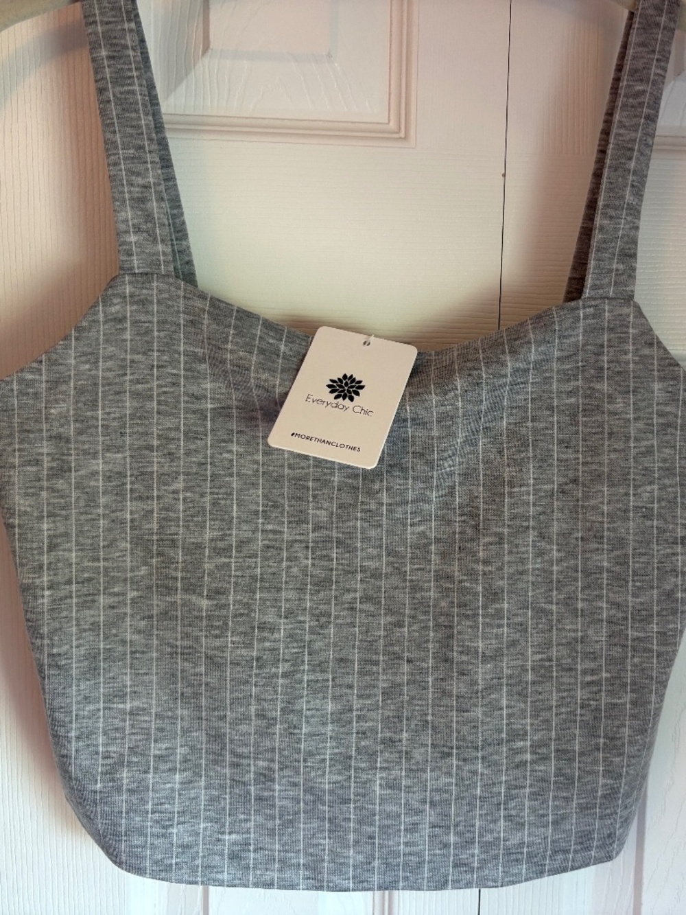 Gray square neck cropped, striped tank. New/ size S